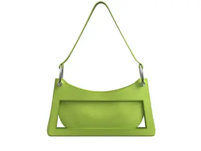 Yellowish green Leather Baguette Bag 3D model