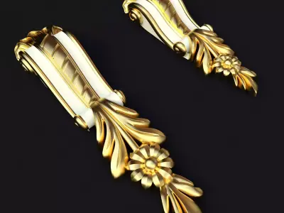 pilaster pair of gold earrings 3D model
