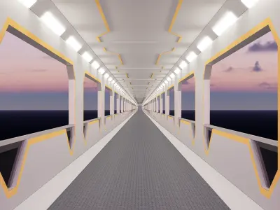 Sci-fi Modular Elevated Walkway Bridge 3D model