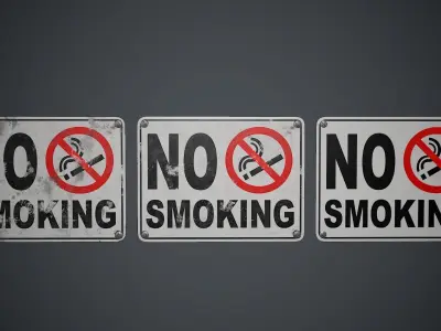 Plastic No Smoking Sign PBR Game Ready Low-poly 3D model