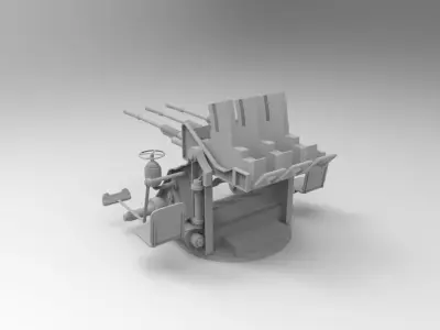 Japanese battleship machine gun of World War 2 Free 3D model