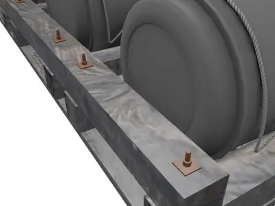 Wooden Raft Low-poly 3D model