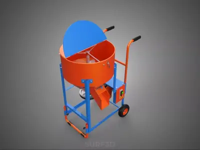 PORTABLE BUCKET VERTICAL AUGER SCREW PAN MIXER BLENDER GRINDER 3D model