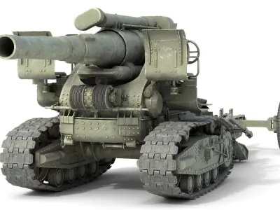 Russian B4 Howitzer 203mm M1931 Low-poly 3D model