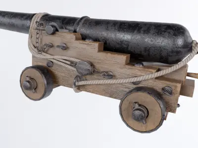 Pirate Ship Cannon Low-poly 3D model purchase