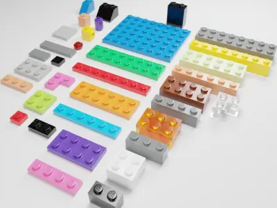 Lego brick collection - 35 pieces 3D model