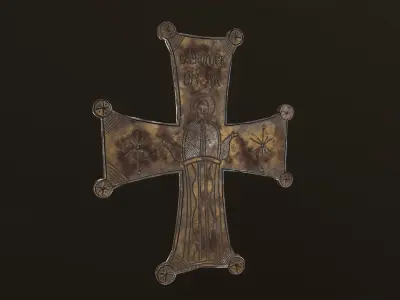 Byzantic cross Low-poly 3D model