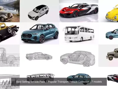 Best Selling Vehicle Pack 7 Popular Transport Vehicle Collection
