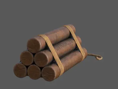 Explosive Charge  Realistic TNT Dynamite Bundle  Low-poly 3D model