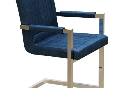 Dining chair leather and metal Low-poly 3D model purchase