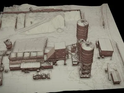factory cement industrial storage drone photogrammetry 3D model