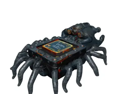 SciFi Microchip Spider Robot Low-poly 3D model