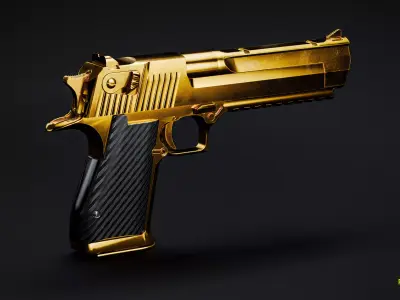Gold Desert Eagle 3D model Low-poly 3D model