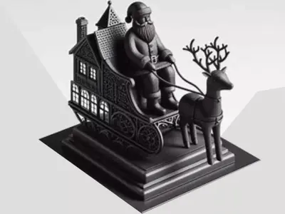 Santa Sleigh on Podium 3D Christmas Scene 3D print model