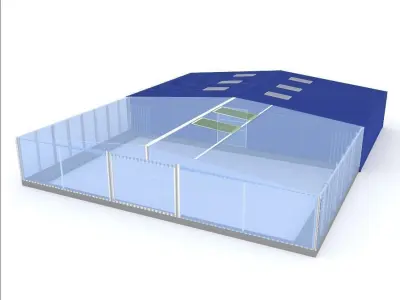 Industrial hangar and greenhouse 3D model