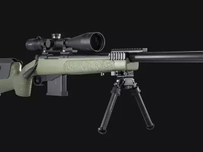 FN SPR A3G Sniper Rifle - Game Asset Low-poly 3D model