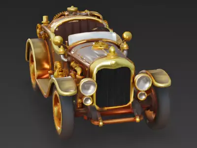 The Brass Baron Imperial Steampunk Roadster 3D Model Low-poly 3D model