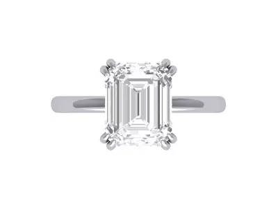 Emerald Solitaire Ring 3D print model 16