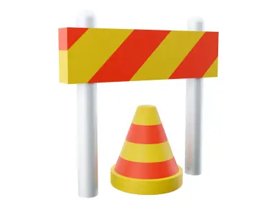 Traffic warning cones cartoon icon 3D model