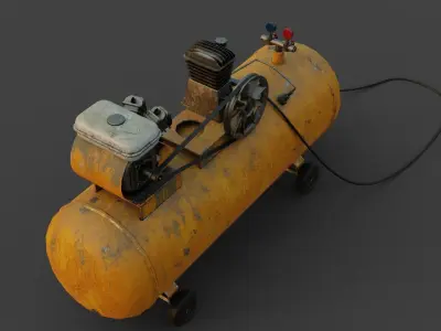 Air compressor machine Low-poly 3D model