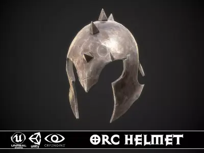 Orc Helmet 01 Low-poly 3D model