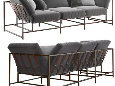 Grey Wool Sofa 3D model