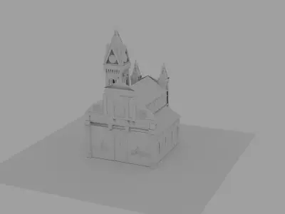 Medieval village-temple building 3D model