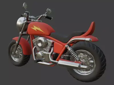 Cartoon Red Chopper Motorcycle 3D Model 3D model