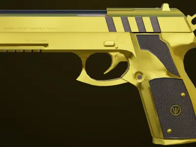 Golden Pistol 01 Generic All PBR Unity UE Textures Included Low-poly 3D model