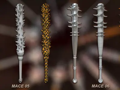 40 Medieval Mace  Vol 1 Low Poly and Unwrapped  3D model