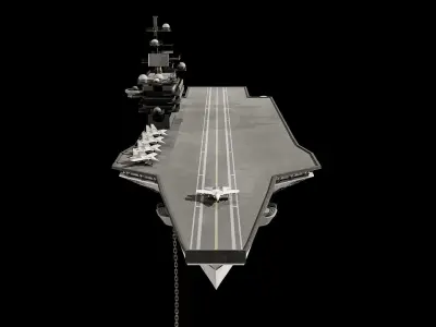 Navy Aircraft Ship Carrier and Fully Displayed Aircrafts Low-poly 3D model