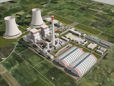 Thermal power plant - nuclear power plant - chemical plant 3D model