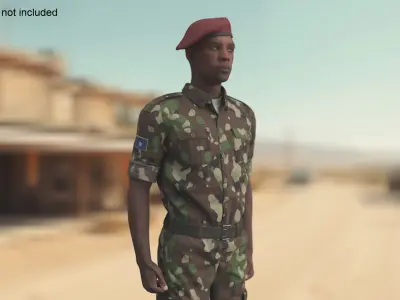 Somali Soldier Stands at Attention Fur 3D model