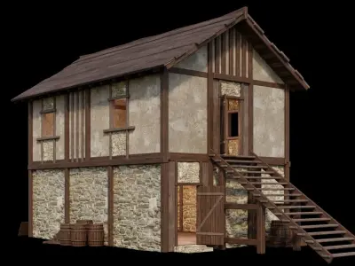 Medieval House 06 - 4K Textures Game Ready Low-poly 3D model