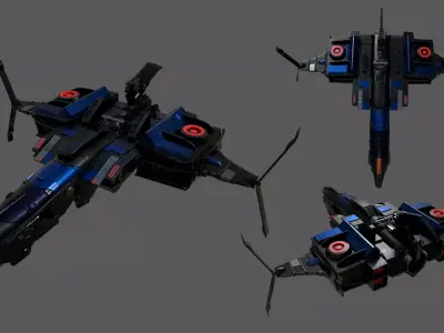 Spaceship transport Starship combat low poly space fantasy  Low-poly 3D model