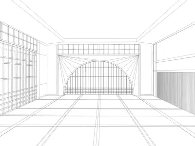 Japanese training dojo 2 Low-poly 3D model