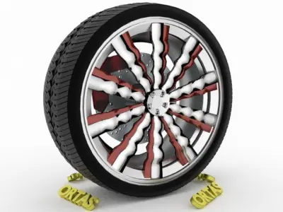 ORTAS CAR WHEEL RIM 114 GAME READY WHEEL RIM TIRE 3D model