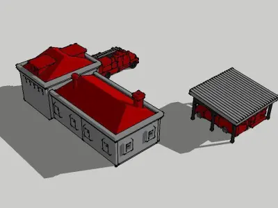 Country Fire Station w FireTrucks by Outland Models 3D Printable 3D print model