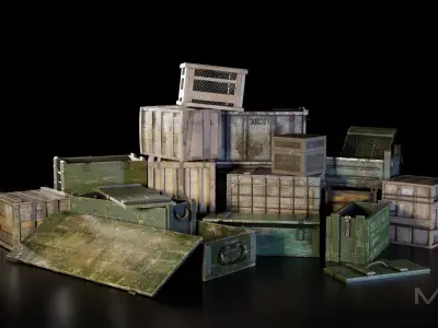 Boxes Collection Low-poly 3D model
