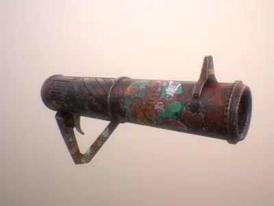 Bazooka two rusty cannons Low-poly 3D model