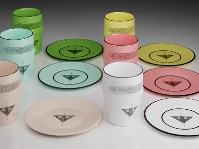 Ceramic cup in six colors - Berber logo 3D model