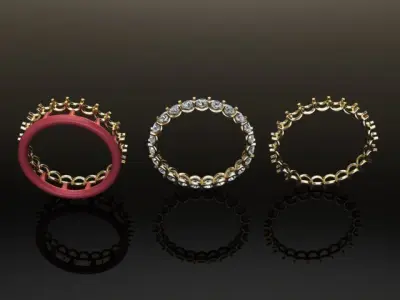Wire Band Diamond Infinity Ring 3D print model