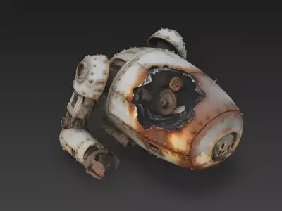 Fallen Automaton Wreckage 3D Model Low-poly 3D model