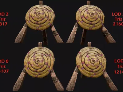 Medieval Wooden Straw Target Dummy for Combat Shooting range Low-poly 3D model