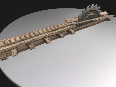 Medieval Sawmill Mechanism Low-poly 3D model
