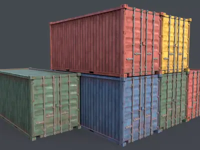 Shipping Container 4 colors GameReady  Low-poly 3D model