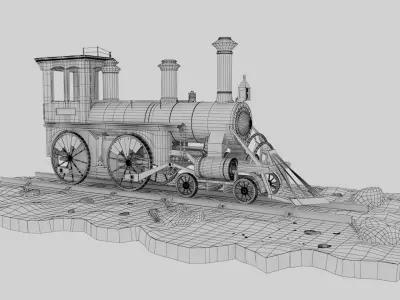 Locomotive steam Free low-poly 3D model