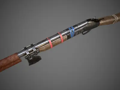 Shotgun axe  Game asset low poly with  Texture