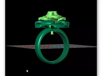 rose flower gold ring 3 part 3D print model