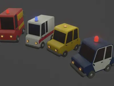 Cars group Free low-poly 3D model